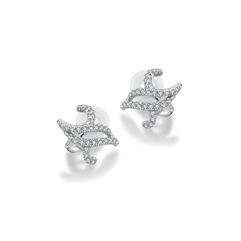 18k Gold Twisted Curve Diamond Ear Cuff - Genevieve Collection