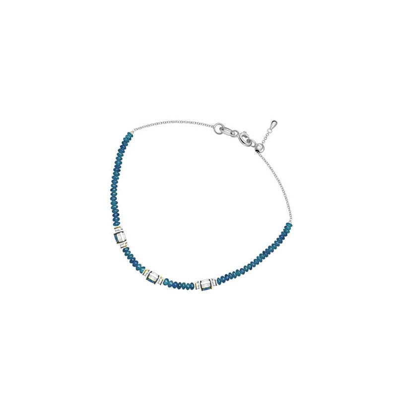 18k Gold Triple Sapphire Diamond Bracelet with Beaded Sapphire - Genevieve Collection
