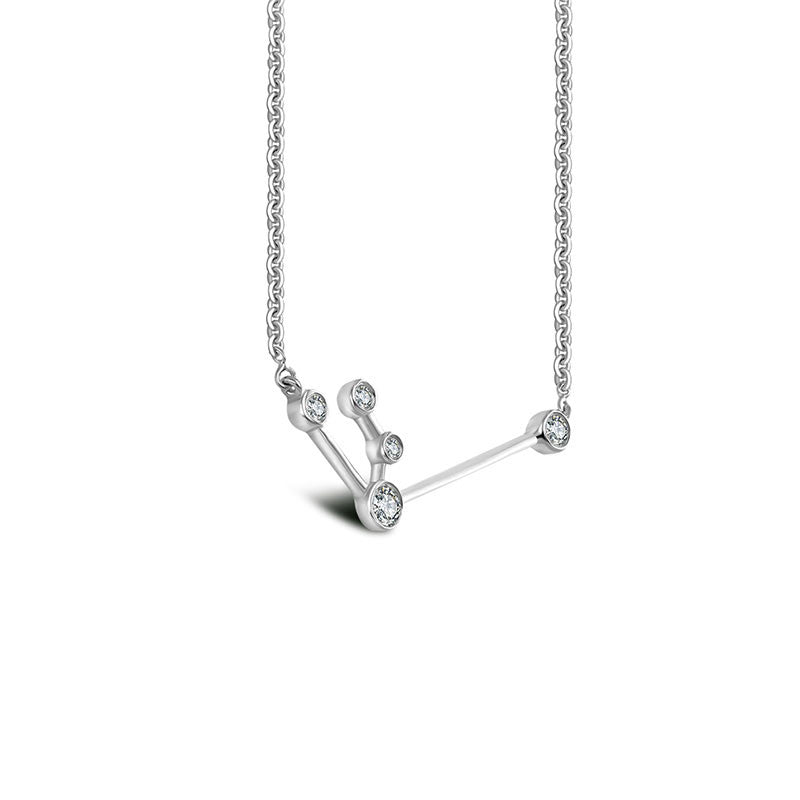 Aquarius Zodiac Constellation Necklace 18k Gold & Diamond - Genevieve Collection
