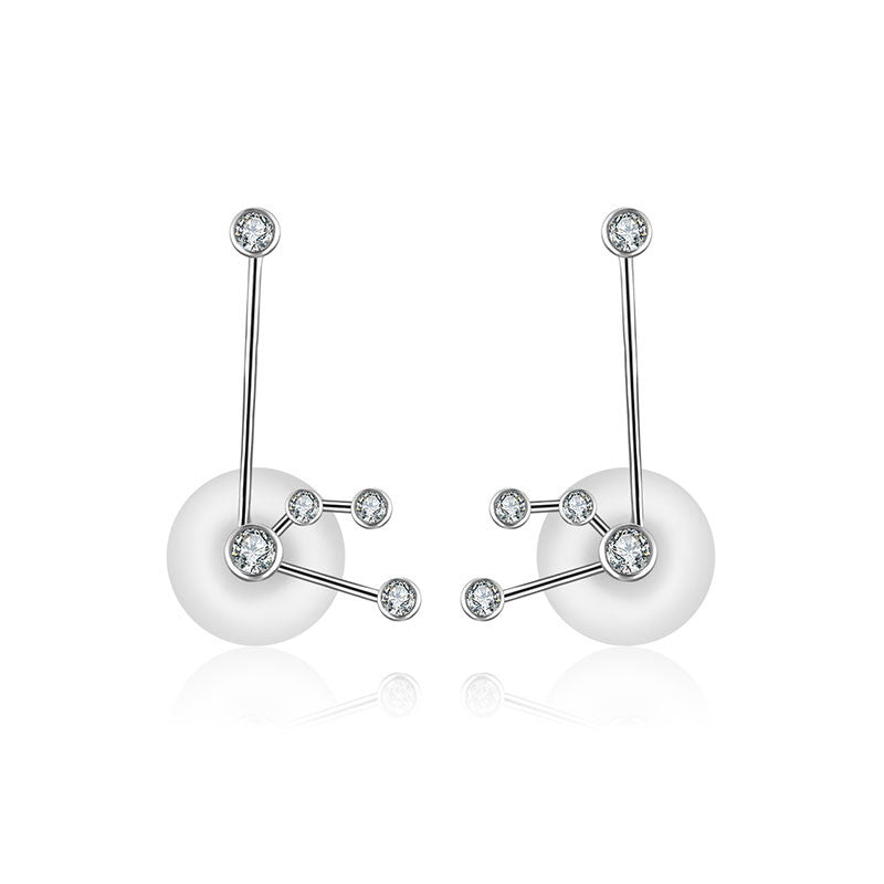 Aquarius Zodiac Constellation Earring 18k Gold & Diamond - Genevieve Collection