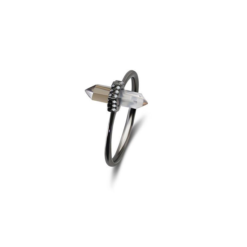18k Gold Quartz Diamond Ring - Genevieve Collection