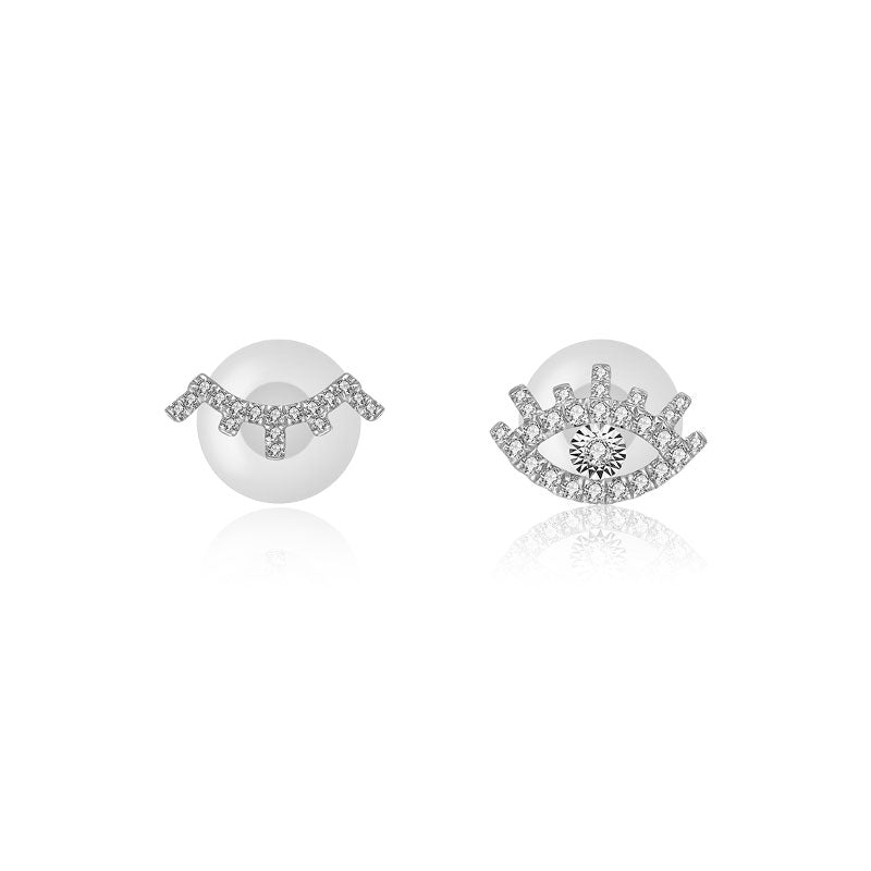 18k Gold Evil Eye & Eyelash Diamond Earring - Genevieve Collection