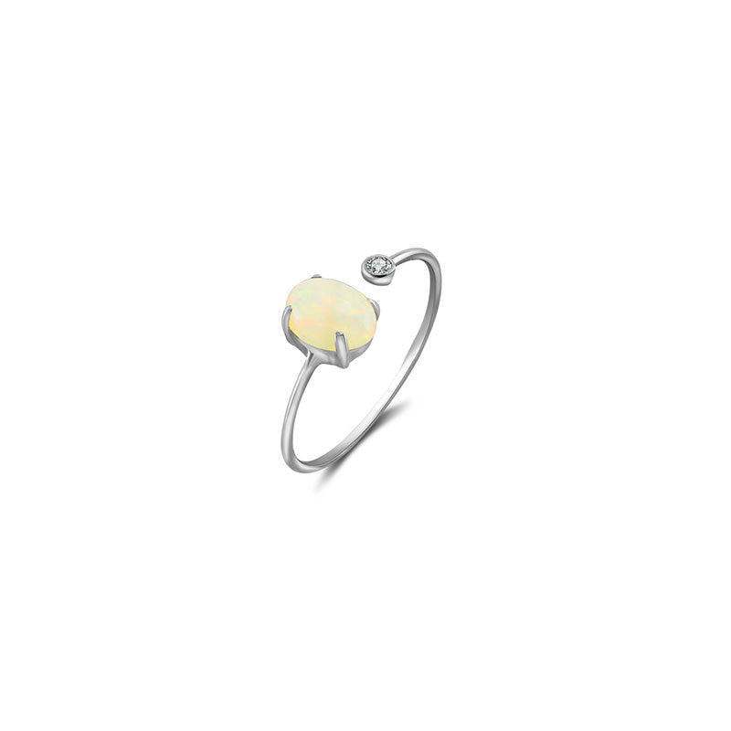 18k Gold Opal Open Diamond Ring - Genevieve Collection