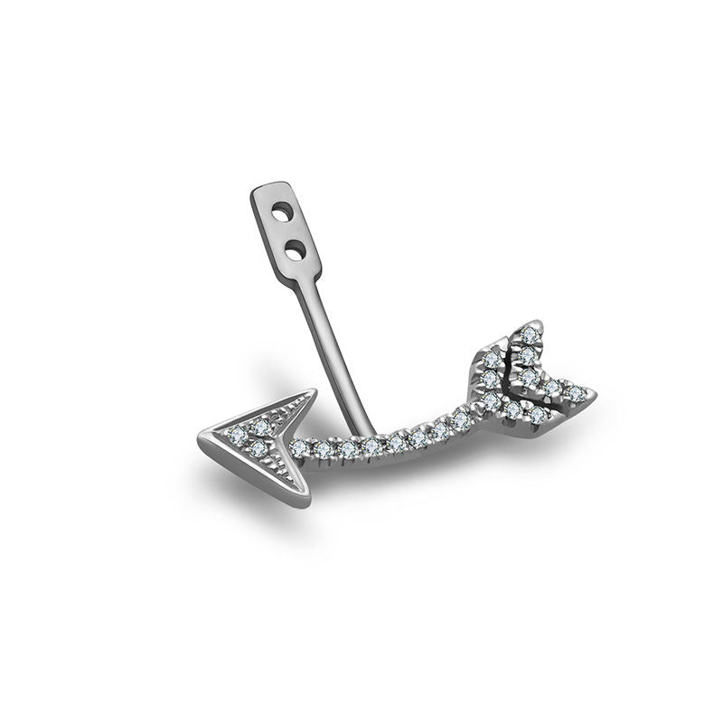 18k Gold Arrow Shape Single Earring Jacket With Round Diamond (Half Pair) - Genevieve Collection