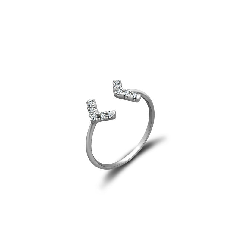 18k Gold Double Arrow Diamond Midi / Pinky Ring - Genevieve Collection