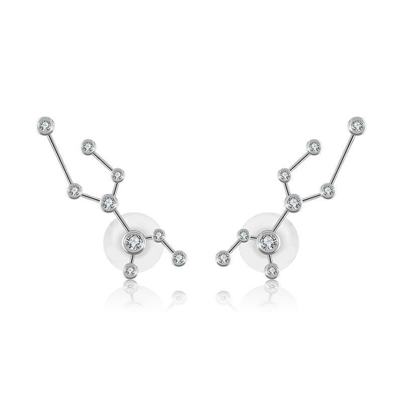 Virgo Zodiac Constellation Earring 18k Gold & Diamond - Genevieve Collection