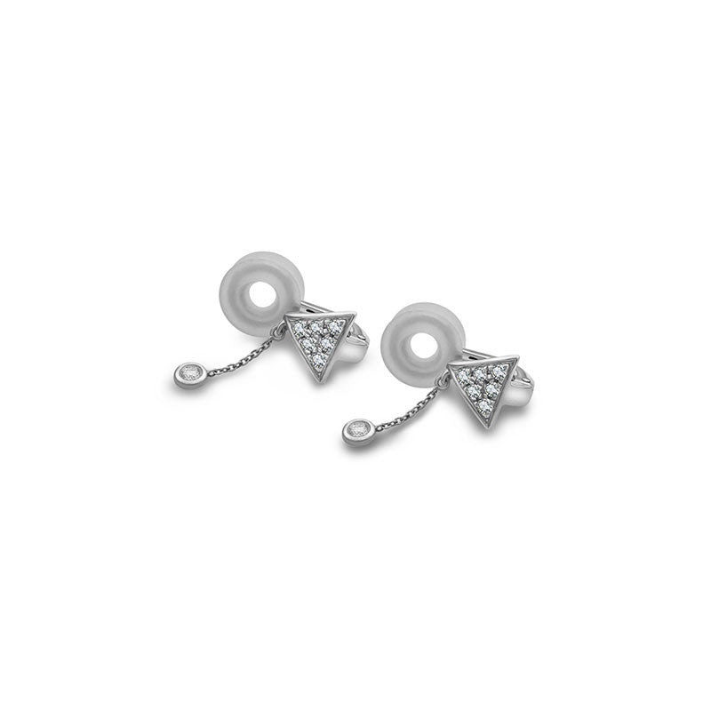 18k Gold Triangle Dangling Diamond Ear Cuff - Genevieve Collection