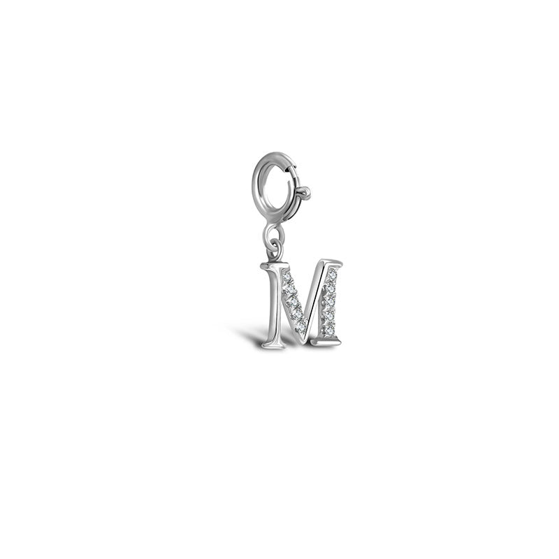 18k Gold Letter "M" Diamond Charms - Genevieve Collection