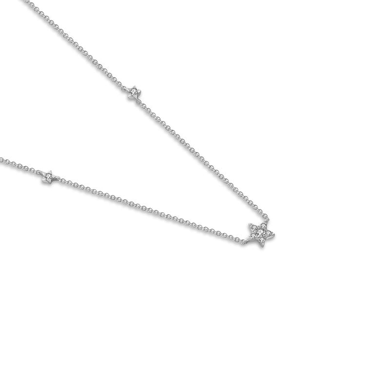 18k Gold Triple Star Shape Diamond Necklace / Choker - Genevieve Collection