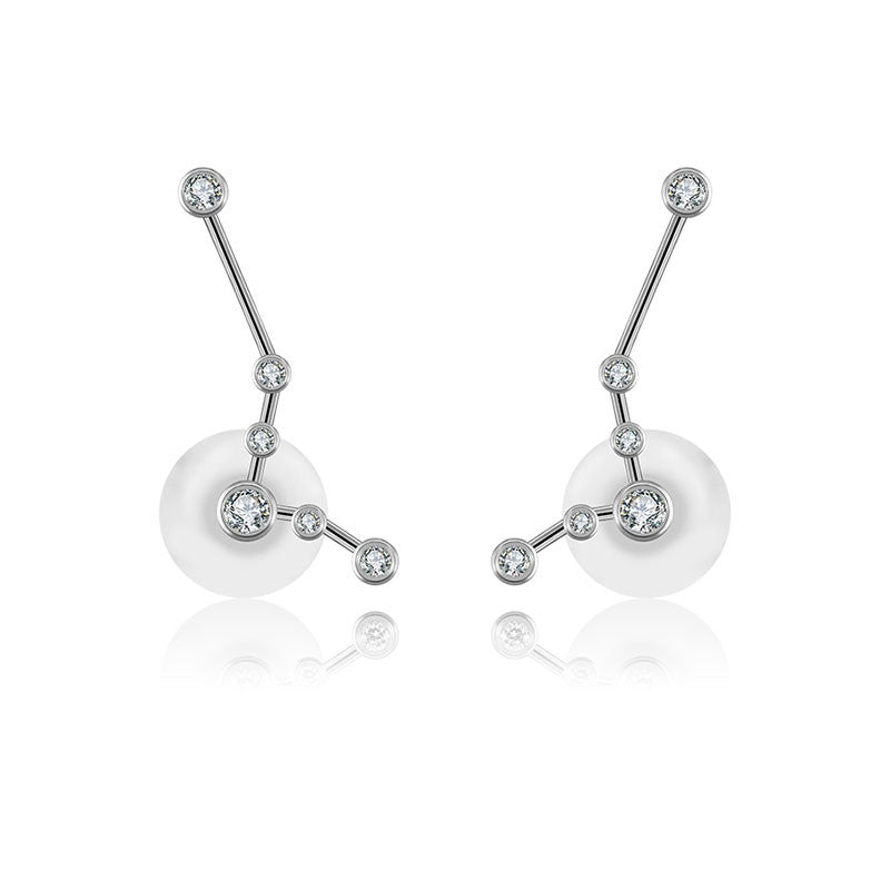 Pisces Zodiac Constellation Earring 18k Gold & Diamond - Genevieve Collection