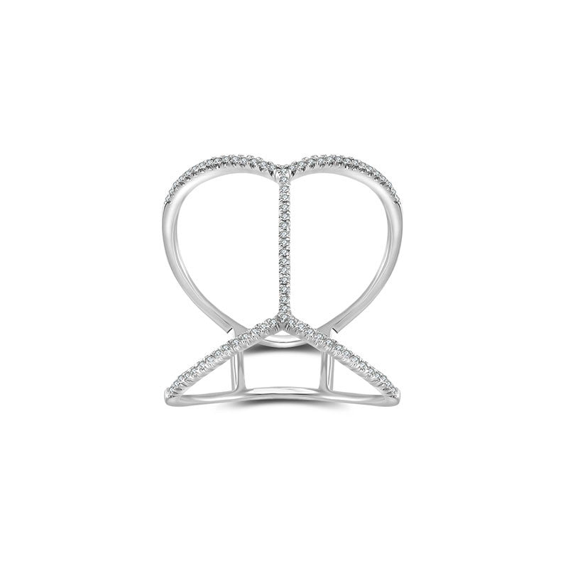 18k Gold Double Wave Line Diamond Ring - Genevieve Collection