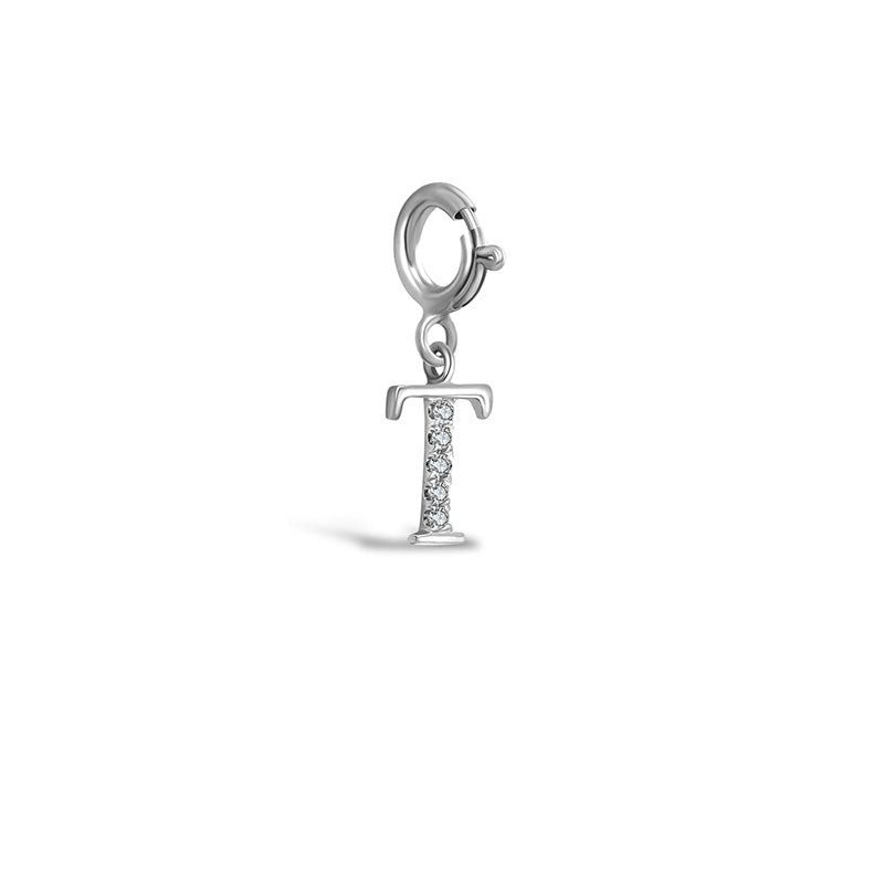 18k Gold Letter "T" Diamond Charms - Genevieve Collection