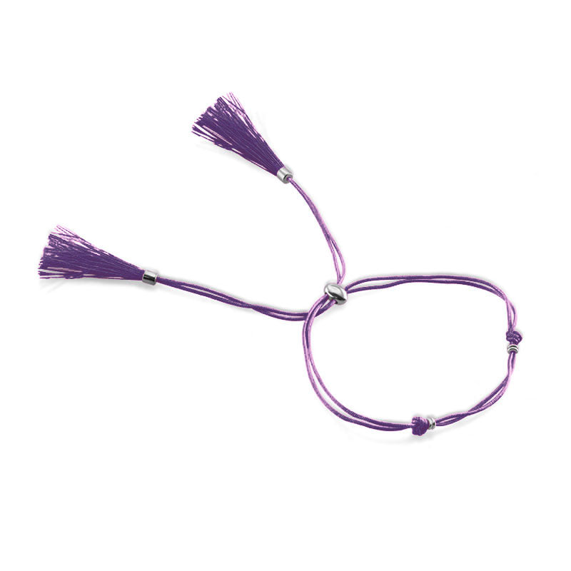 18k Gold Purple Tassel Bracelet with Gold Beads - Genevieve Collection