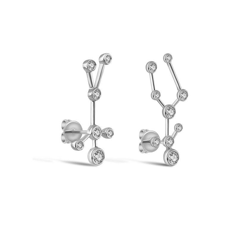 Gemini Zodiac Constellation Earring 18k Gold & Diamond - Genevieve Collection