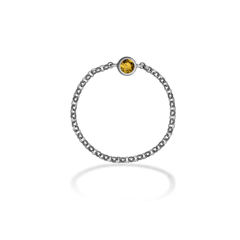 18k Gold November Birthstone Citrine Chain Ring - Genevieve Collection