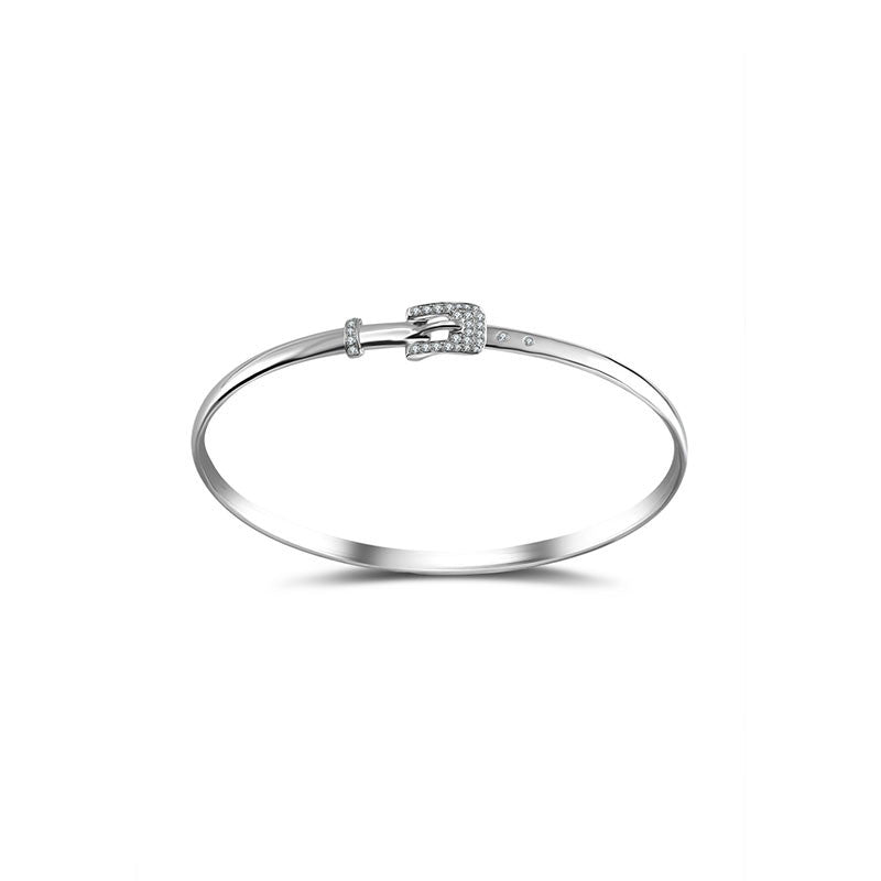 18k Gold Belt Shape Diamond Bangle - Genevieve Collection