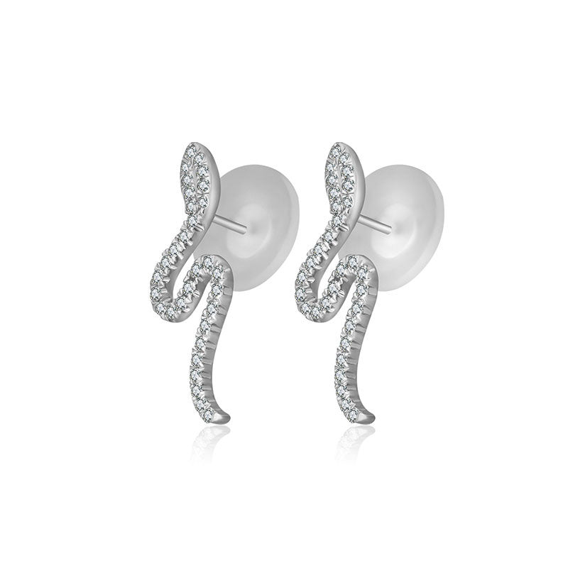 18k Gold Snake Shape Diamond Earring - Genevieve Collection