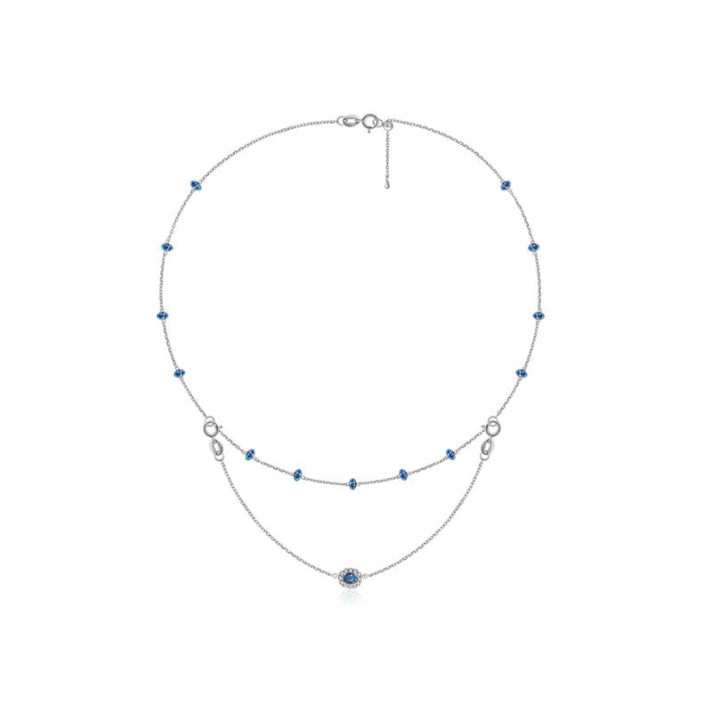 18k Gold 2 Ways By The Yard Sapphire Bead Necklace - Genevieve Collection