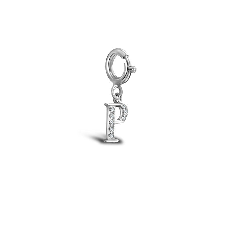 18k Gold Letter "P" Diamond Charms - Genevieve Collection
