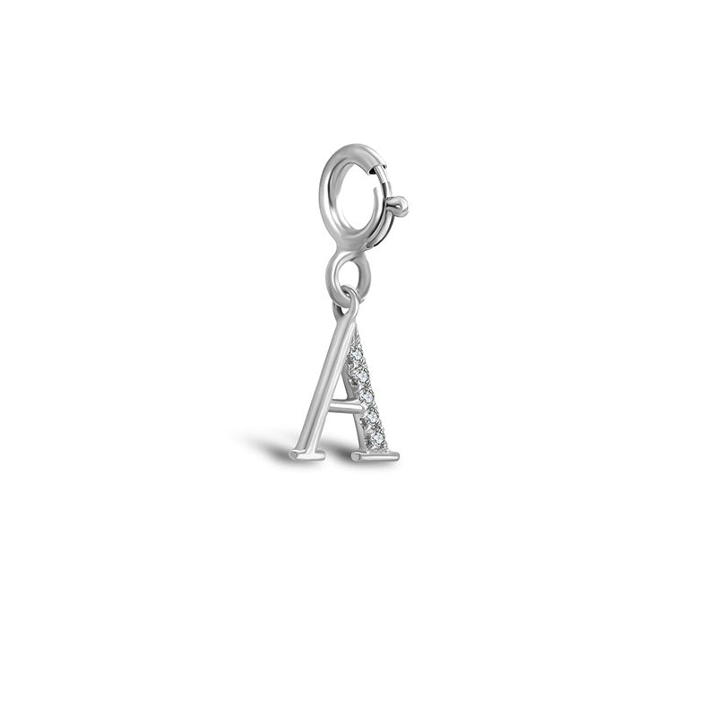 18k Gold Letter "A" Diamond Charms - Genevieve Collection