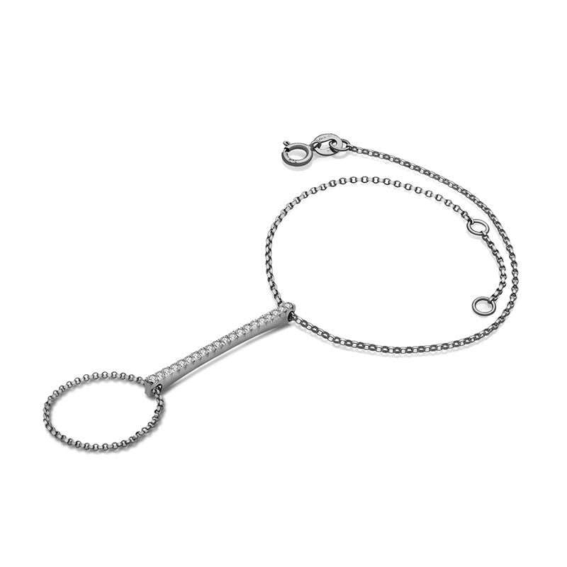 18k Gold Diamond Bar Hand Bracelet (2 Ways) - Genevieve Collection