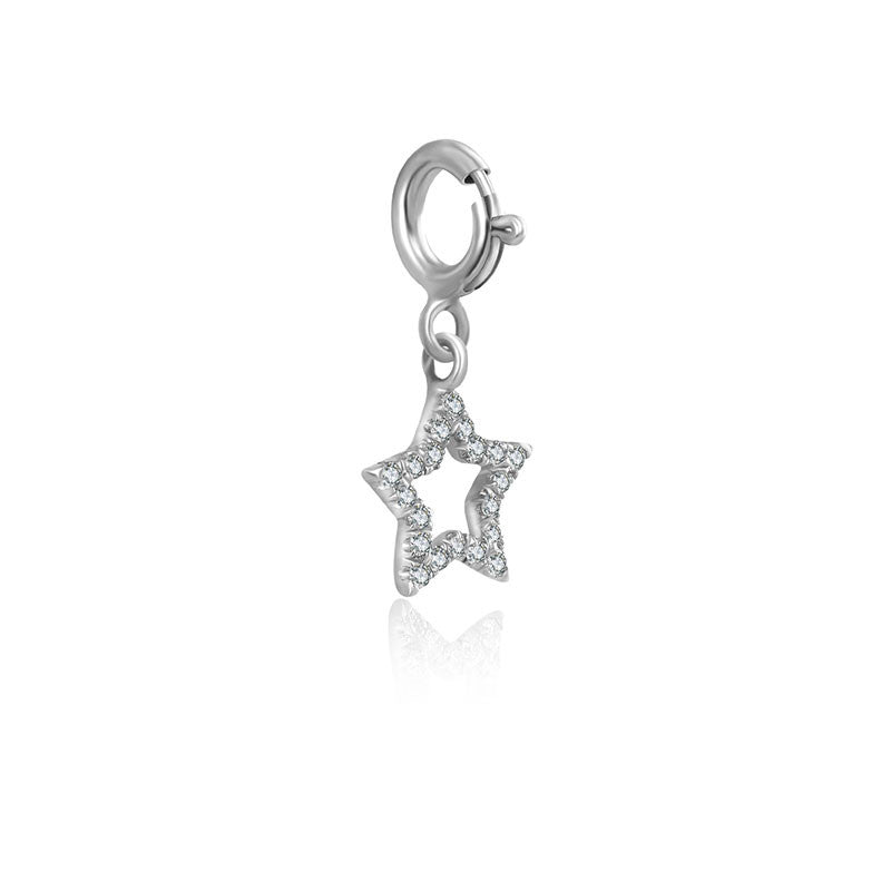 18k Gold Hollow Star Shape Diamond Charms - Genevieve Collection