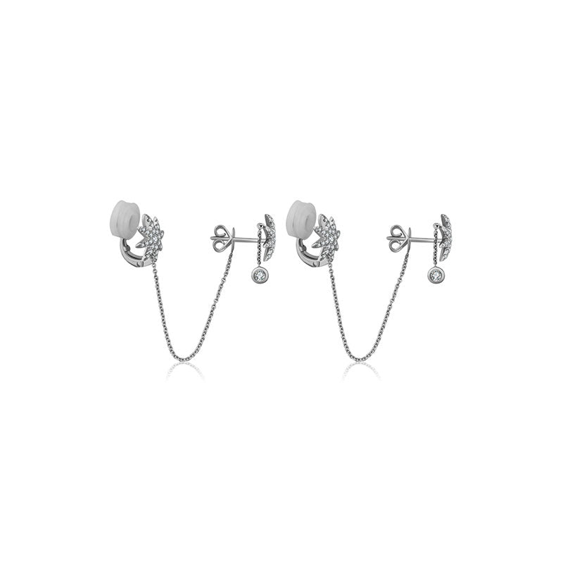 18k Gold Star Shape Diamond Ear Cuff & Earring - Genevieve Collection