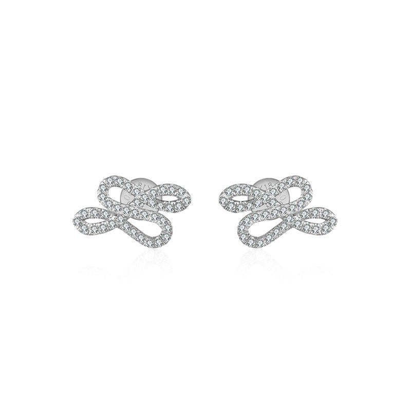 18k Gold Quadruple Curves Diamond Earring - Genevieve Collection