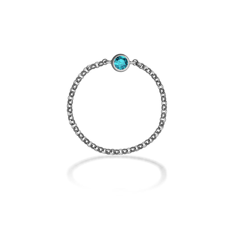 18k Gold December Birthstone Topaz Chain Ring - Genevieve Collection