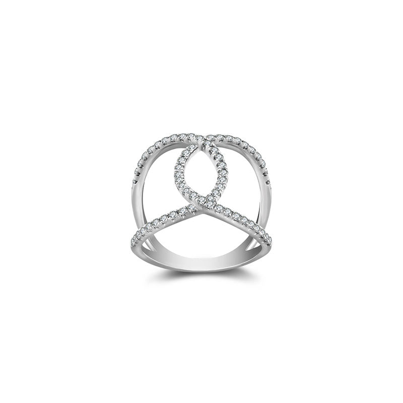 18k Gold Connected Curve Diamond Ring - Genevieve Collection