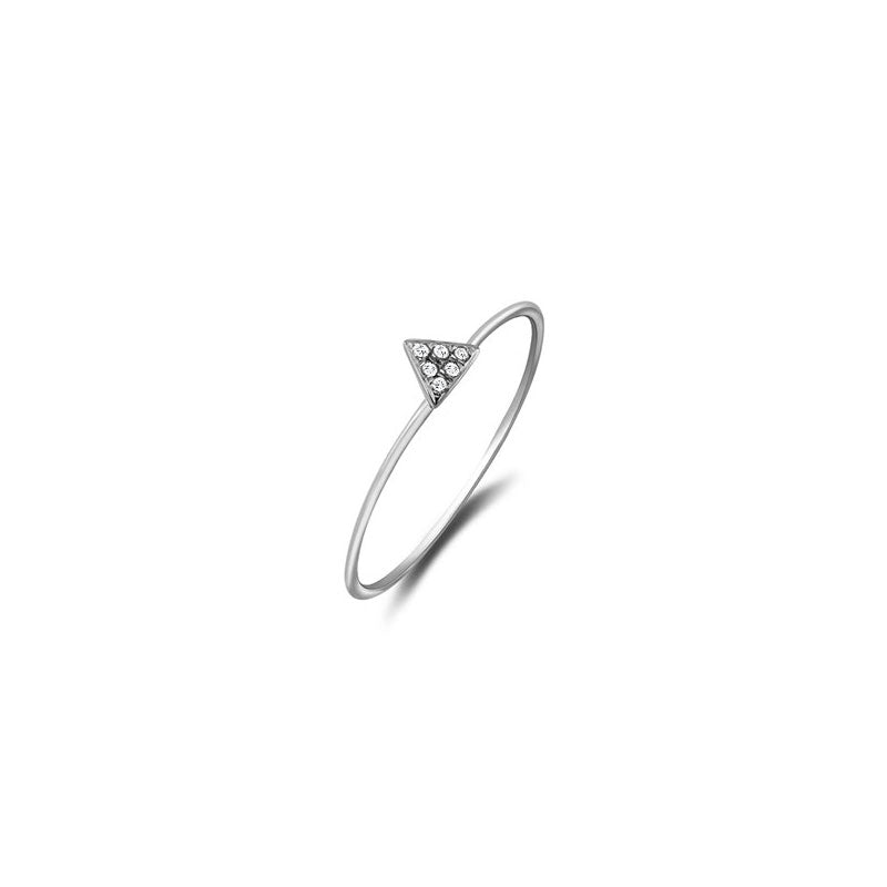 18k Gold Small Triangle Shape Pave Diamond Ring - Genevieve Collection