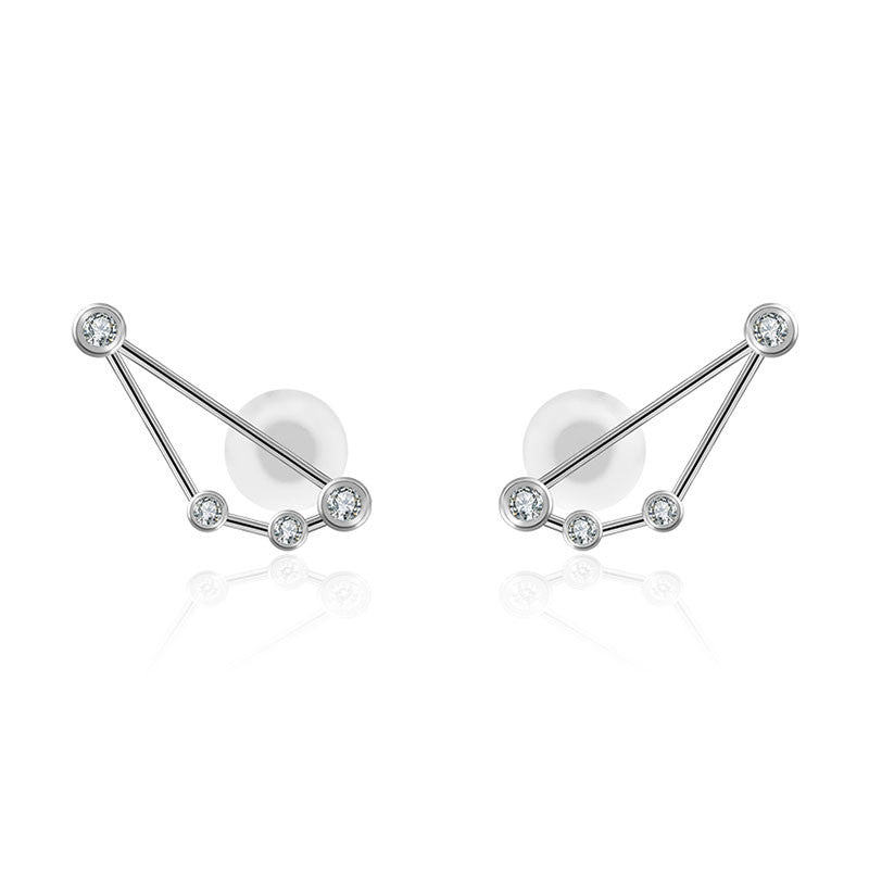 Capricorn Zodiac Constellation Earring 18k Gold & Diamond - Genevieve Collection