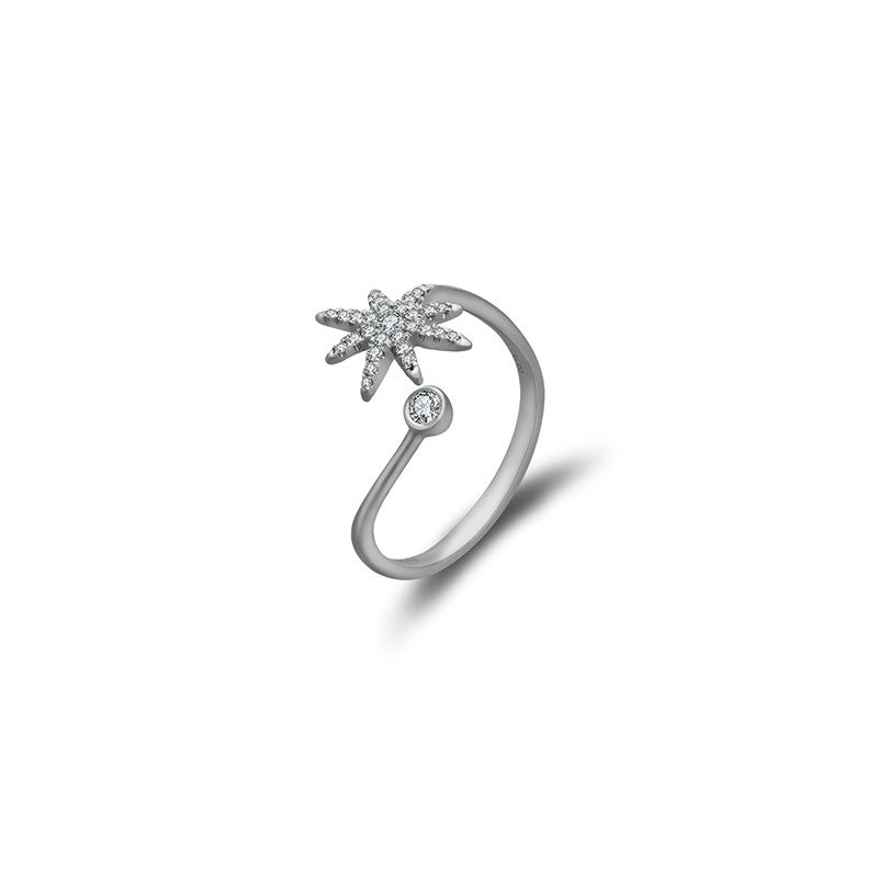 18k Gold Star Open Diamond Ring - Genevieve Collection