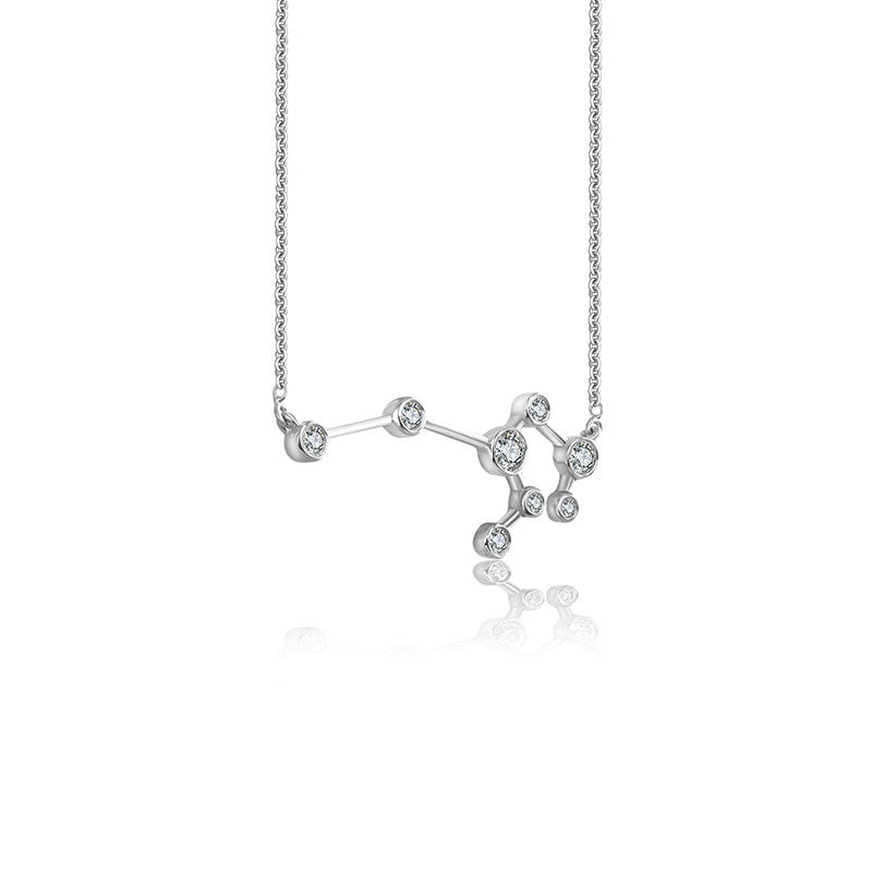 Leo Zodiac Constellation Necklace 18k Gold & Diamond - Genevieve Collection