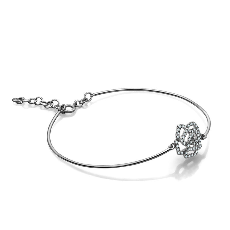 18k Gold Diamond Rose Bangle - Genevieve Collection