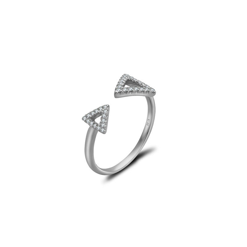 18k Gold Double Arrow Diamond Ring - Genevieve Collection
