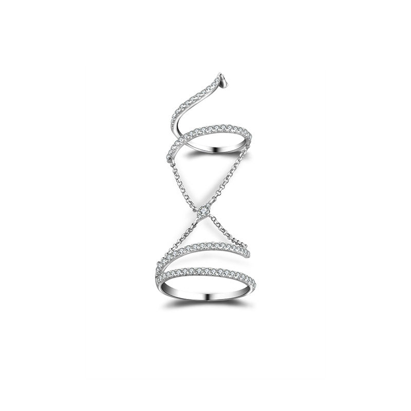 18k Gold Twisted Curve Connection Diamond Ring - Genevieve Collection
