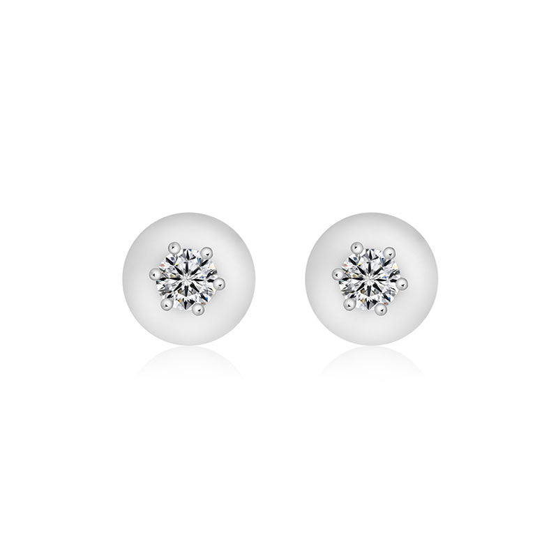 18k Gold Single Diamond Stud Earring With Six Claw Setting - Genevieve Collection