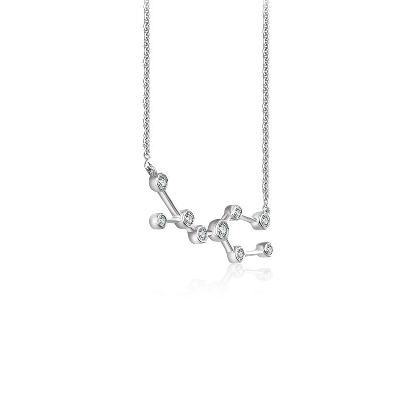 Gemini Zodiac Constellation Necklace 18k Gold & Diamond - Genevieve Collection