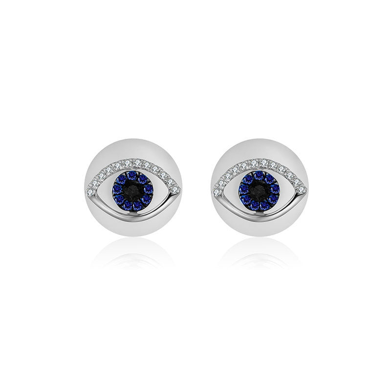 18k Gold Evil Eye Sapphire Diamond Earring - Genevieve Collection