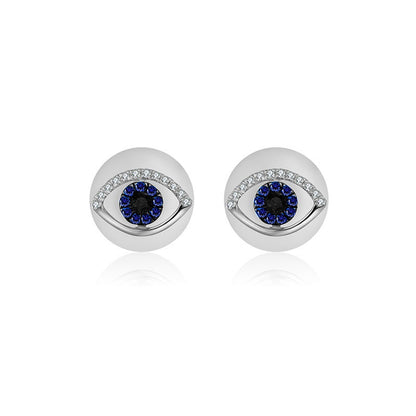 18k Gold Evil Eye Sapphire Diamond Earring - Genevieve Collection