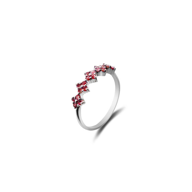 18k Gold Square Pattern Ruby Ring - Genevieve Collection