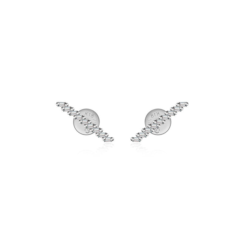 18k Gold Slash Line Diamond Earring - Genevieve Collection