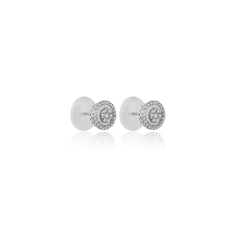 18k Gold Round Shape Diamond Earring - Genevieve Collection