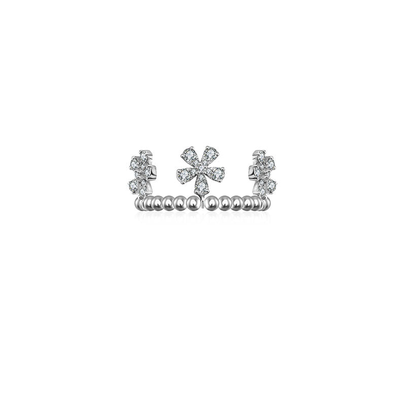 18k Gold Flower Shape Adjustable Titanium Diamond Ring - Genevieve Collection
