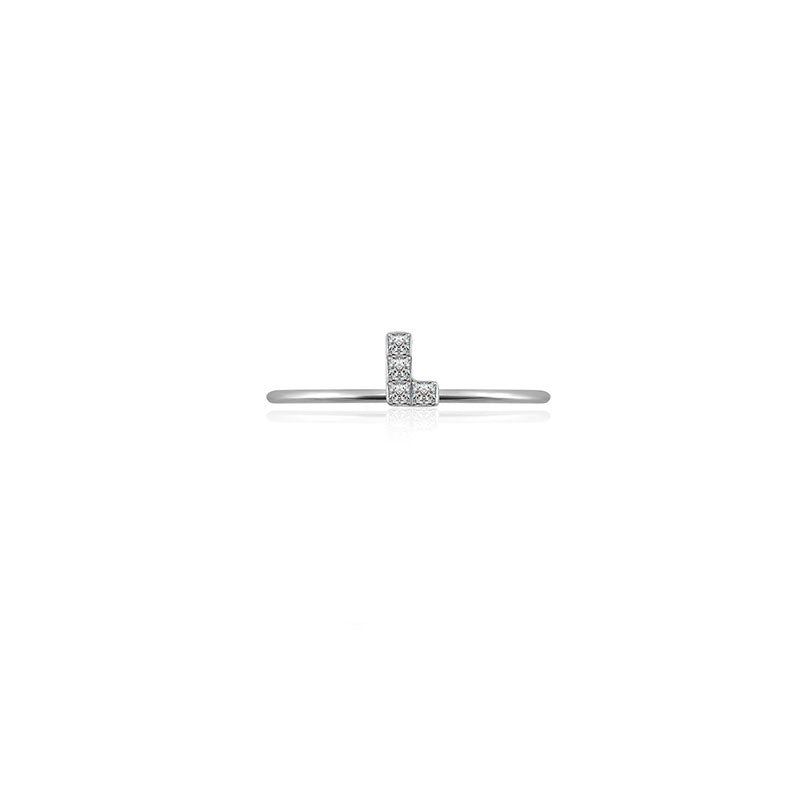 18k Gold Tetris L-Block Diamond Ring - Genevieve Collection