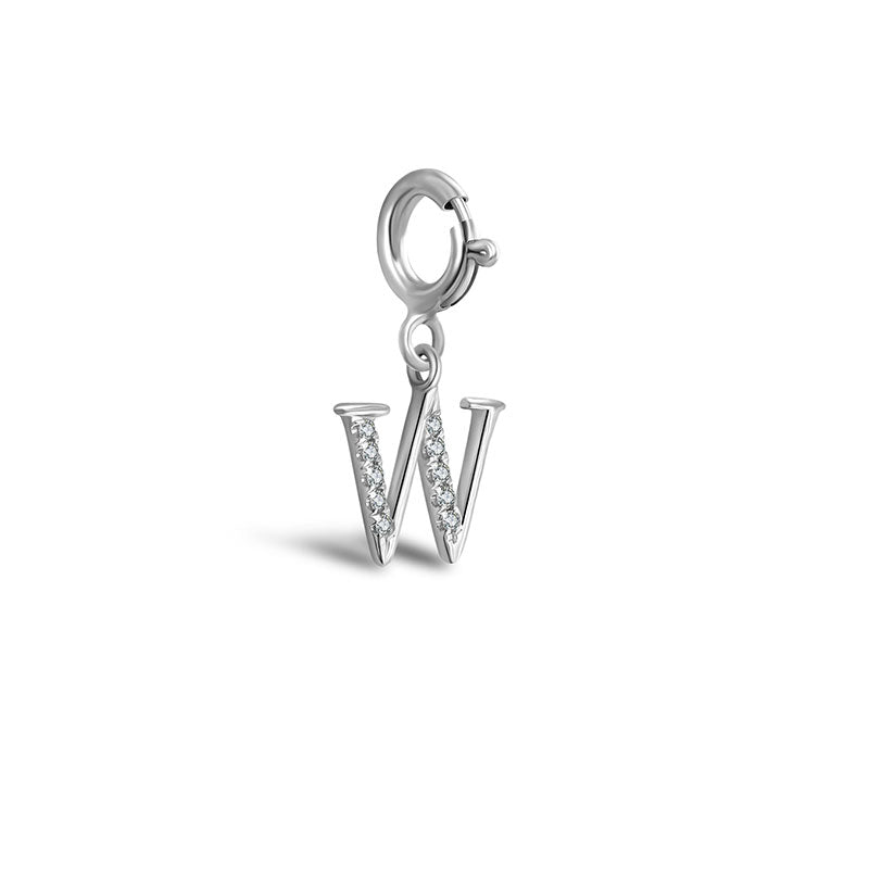 18k Gold Letter "W" Diamond Charms - Genevieve Collection