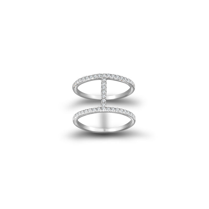 18k Gold Connected Line Diamond Ring - Genevieve Collection