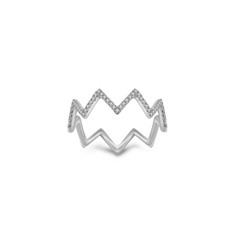 18k Gold Zigzag Diamond Ring - Genevieve Collection