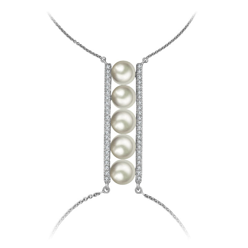 18k Gold Line Pearl 2 Way Diamond Bracelet - Genevieve Collection